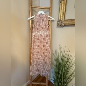 SROSE PRIVATE POSSESSION Pink Tie-Dye Mandarin Collar Sleeveless Dress Small